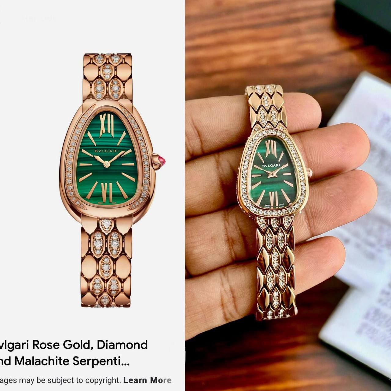 Bvlgari Serpenti Green Dial Gold Watch