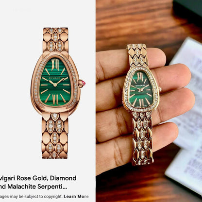 Bvlgari Serpenti Green Dial Gold Watch