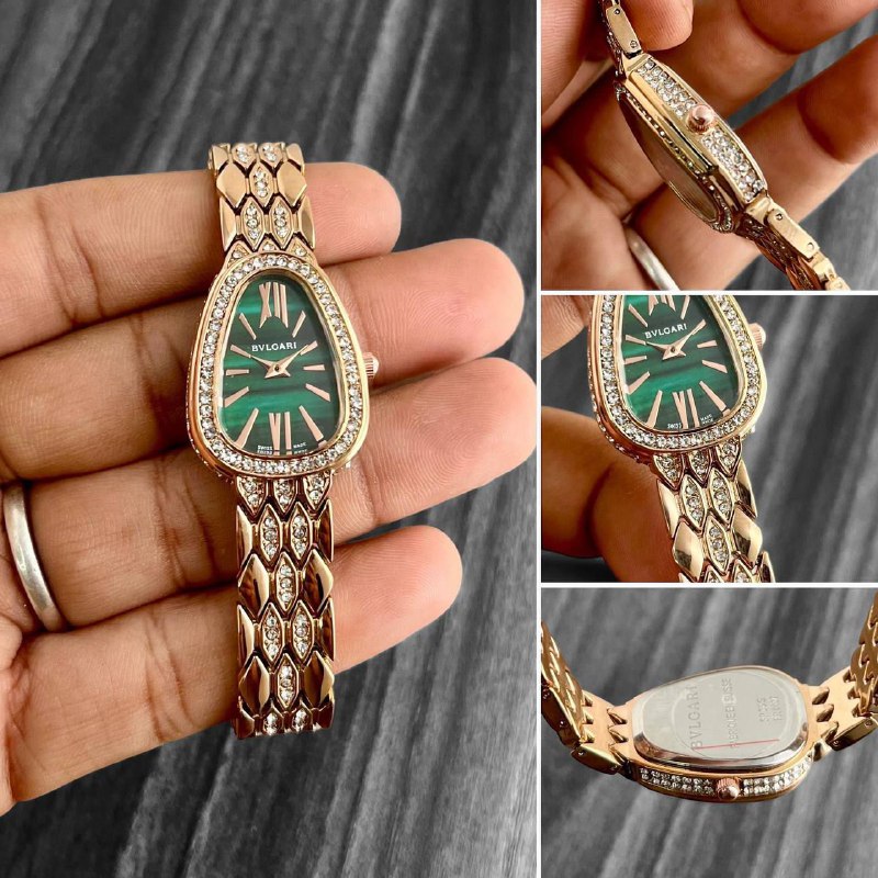 Bvlgari Serpenti Green Dial Gold Watch