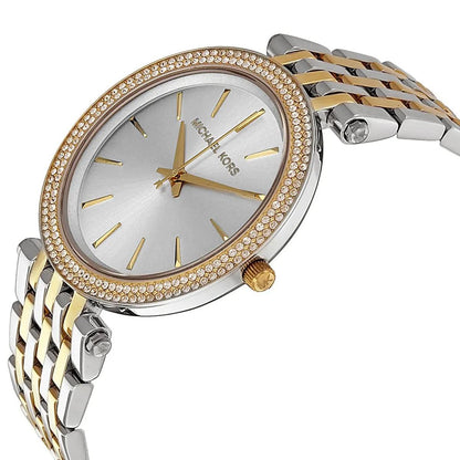 Michael Kors Silver Dial Two Tone Crystal Watch