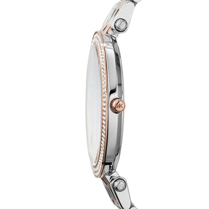 Michael Kors Silver Dial Two Tone Crystal Watch