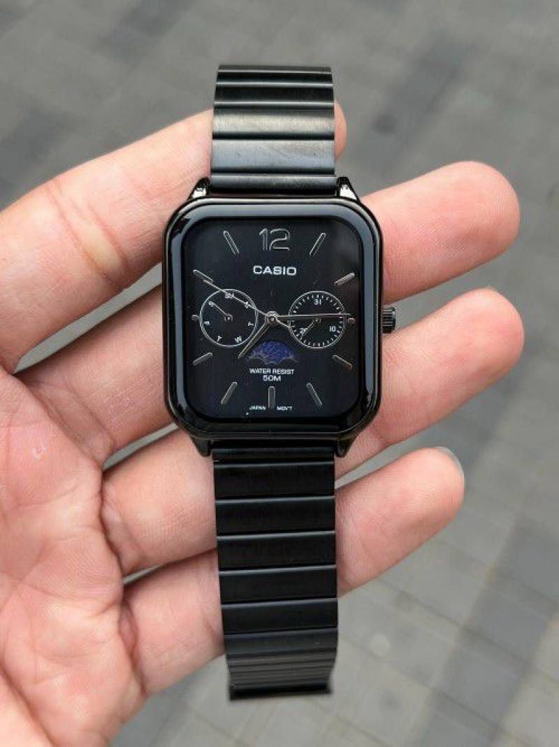 Casio Black Square Stainless Steel Men's Watch