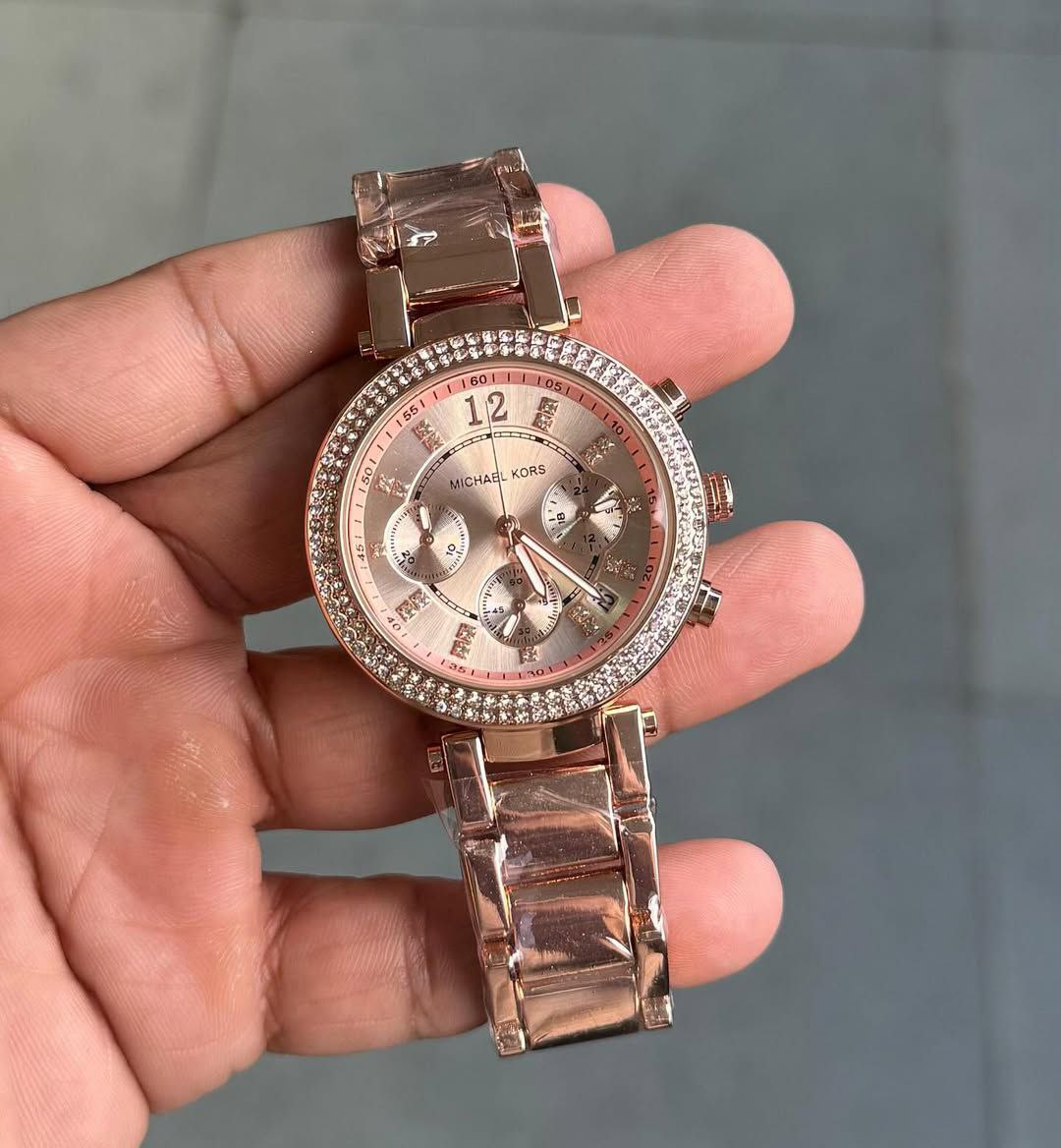 Michael Kors Rose Gold Transparent Strap Chronograph Watch