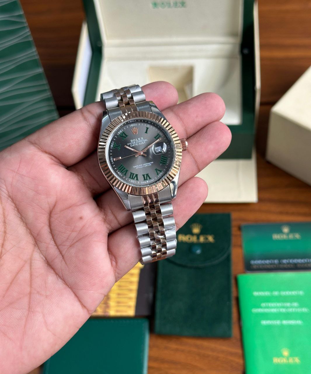 Rolex Datejust Green Dial Two-Tone Jubilee Bracelet Watch
