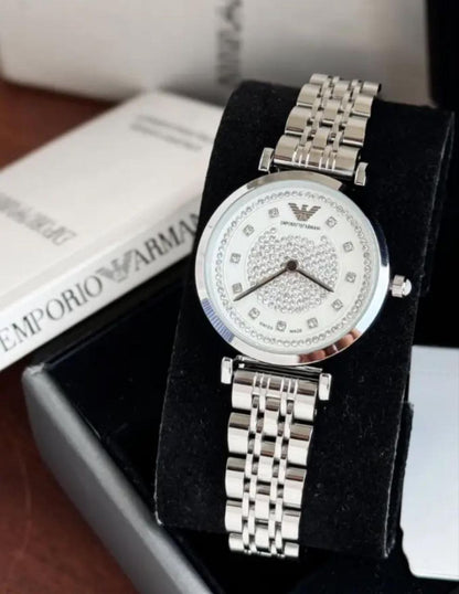 Emporio Armani Silver Crystal Dial Watch