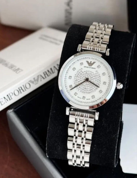 Emporio Armani Silver Crystal Dial Watch
