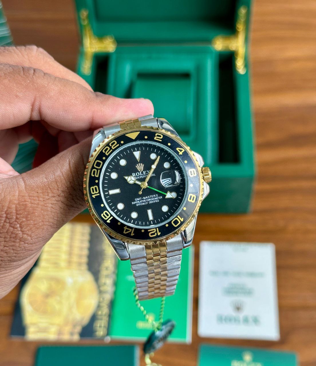 Rolex GMT-Master II Black Dial Two-Tone Jubilee Bracelet Watch