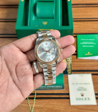 Rolex Datejust Silver Dial Two-Tone Oyster Bracelet Watch