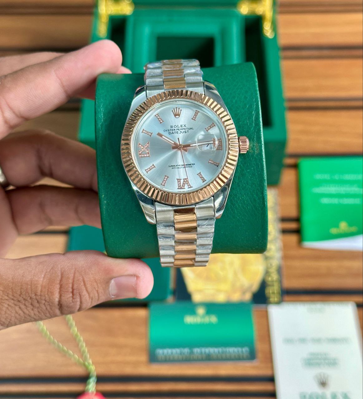 Rolex Datejust Silver Dial Two-Tone Oyster Bracelet Watch
