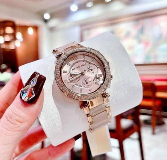 Michael Kors Rose Gold Chronograph Crystal Watch