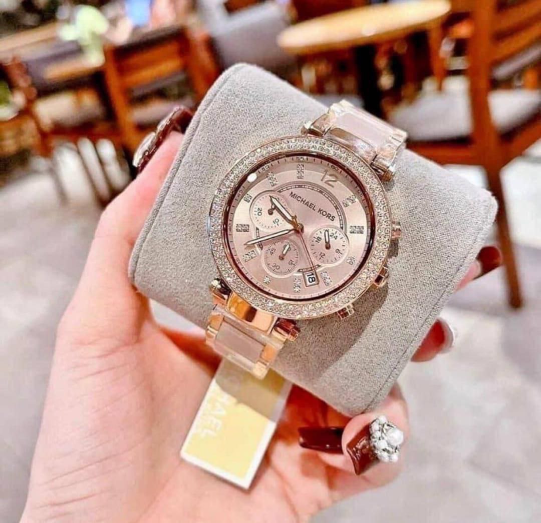 Michael Kors Rose Gold Chronograph Crystal Watch