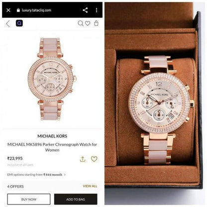Michael Kors Rose Gold Chronograph Crystal Watch