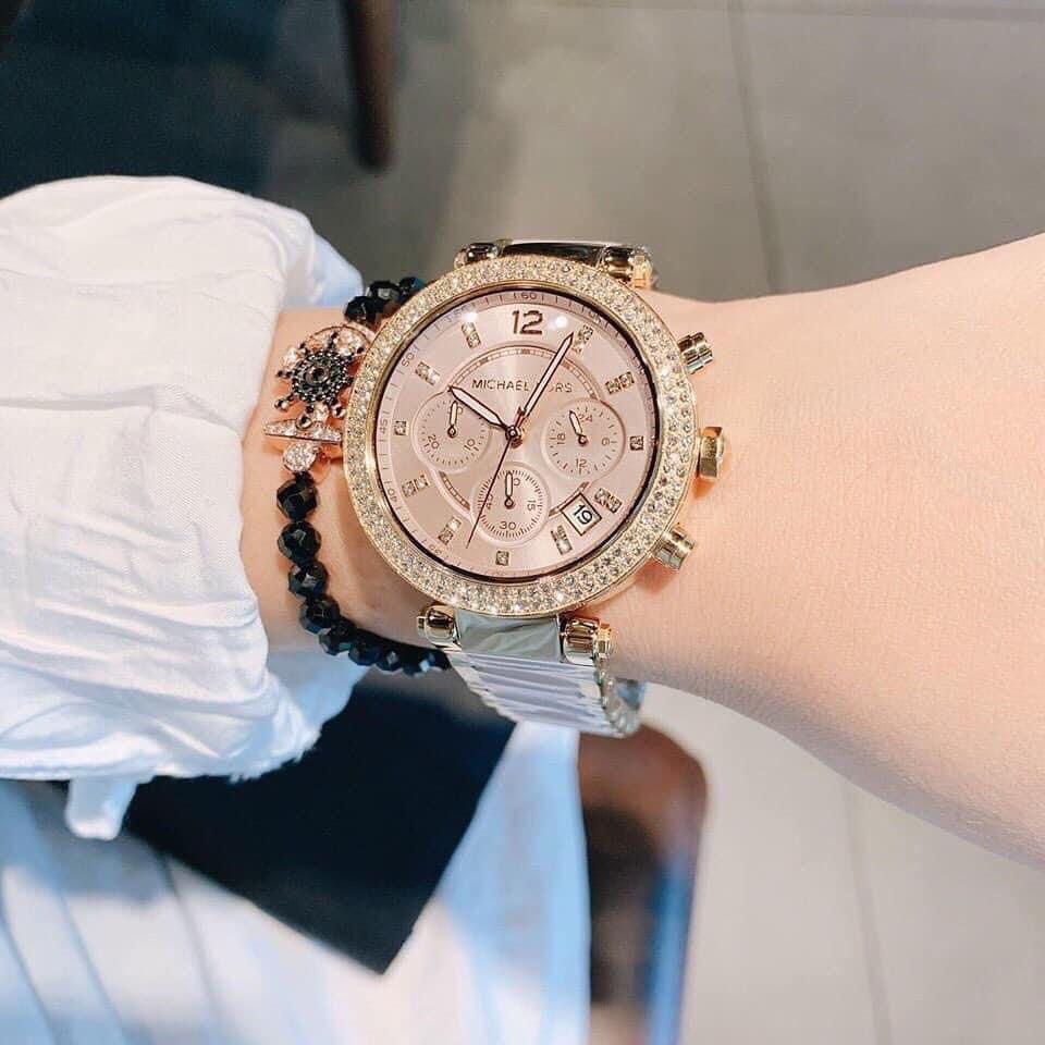Michael Kors Rose Gold Chronograph Crystal Watch