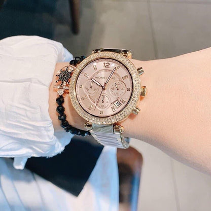 Michael Kors Rose Gold Chronograph Crystal Watch