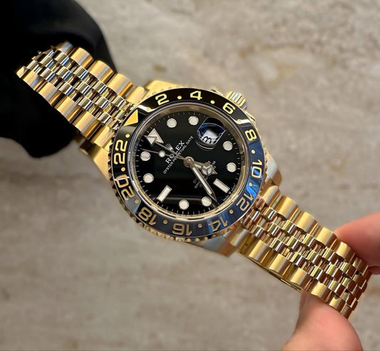 Rolex GMT-Master II Black Dial Yellow Gold Jubilee Bracelet Watch