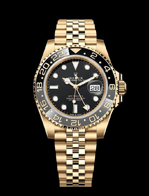 Rolex GMT-Master II Black Dial Yellow Gold Jubilee Bracelet Watch