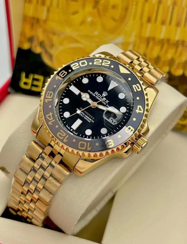 Rolex GMT-Master II Black Dial Yellow Gold Jubilee Bracelet Watch