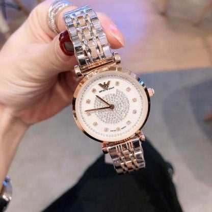 Emporio Armani Rose Gold Two Tone Crystal Watch