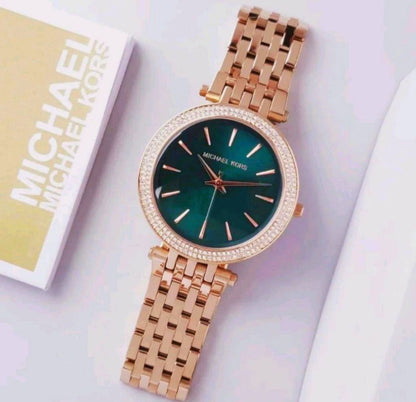 Michael Kors Gold Green Dial Crystal Watch