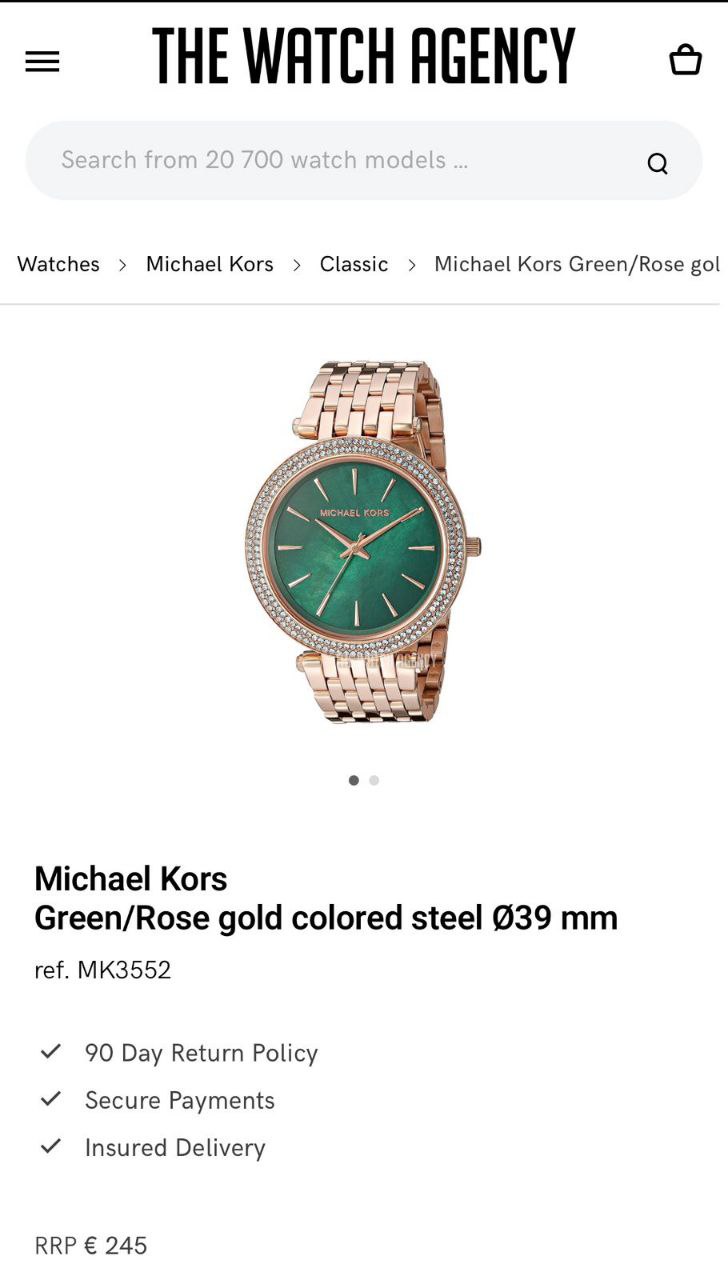 Michael Kors Gold Green Dial Crystal Watch