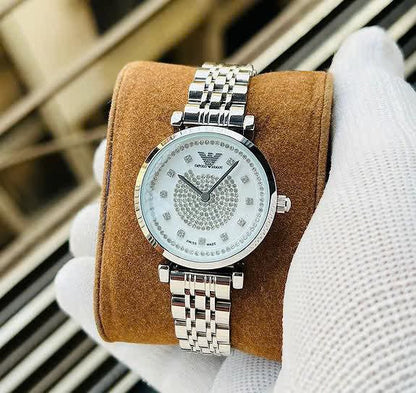 Emporio Armani Silver Crystal Dial Watch