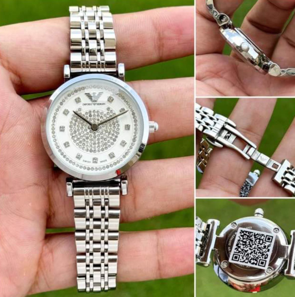 Emporio Armani Silver Crystal Dial Watch