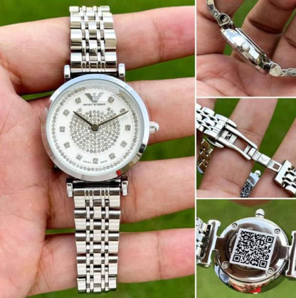 Emporio Armani Silver Crystal Dial Watch