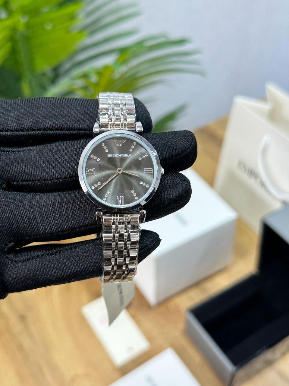 Emporio Armani Silver Brown Dial Classic Watch