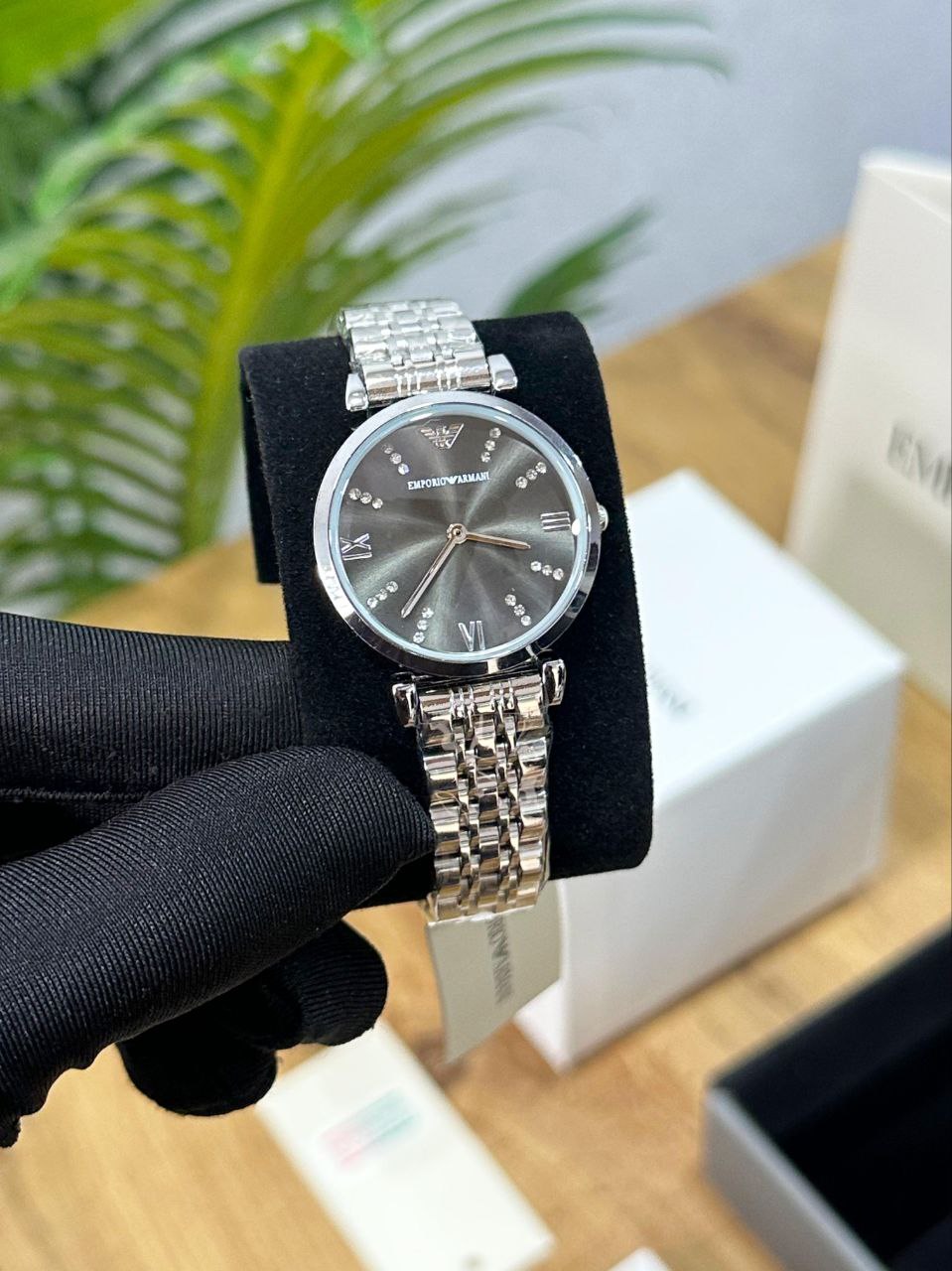 Emporio Armani Silver Brown Dial Classic Watch