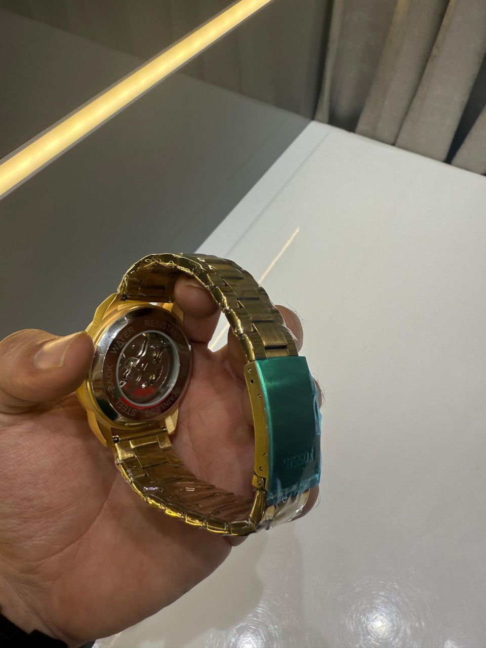 Luxury Gold Skeleton Dial Automatic Style Watch with Metal Strap