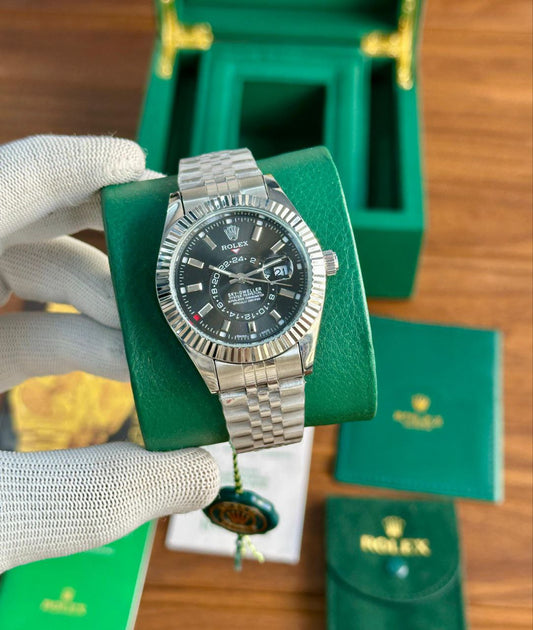 Rolex Sky-Dweller Black Dial Jubilee Bracelet Stainless Steel Watch