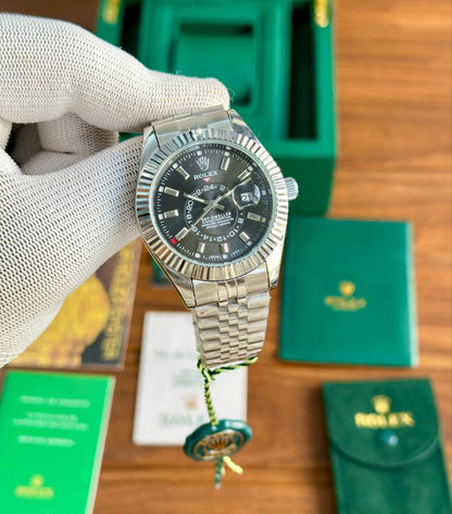 Rolex Sky-Dweller Black Dial Jubilee Bracelet Stainless Steel Watch