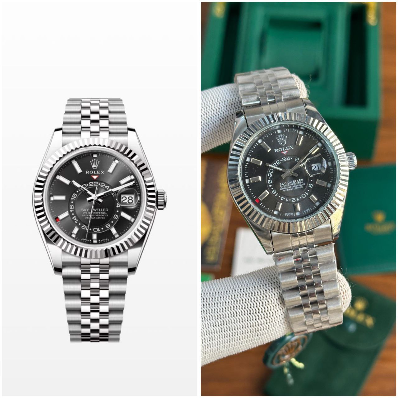 Rolex Sky-Dweller Black Dial Jubilee Bracelet Stainless Steel Watch
