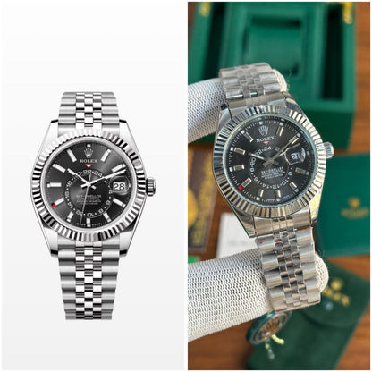 Rolex Sky-Dweller Black Dial Jubilee Bracelet Stainless Steel Watch