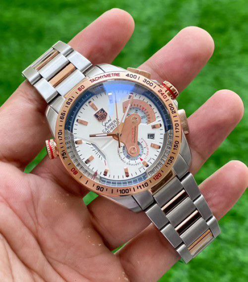 TAG Carrera Style Two-Tone Chronograph Tachymeter Bezel Stainless Steel Watch
