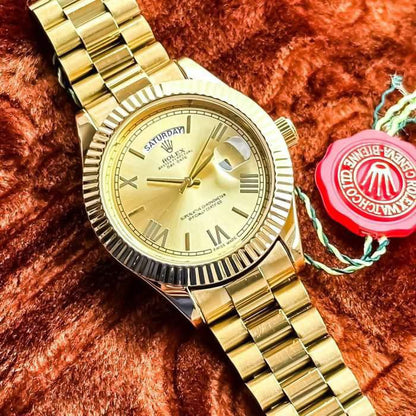 Rolex Day-Date Champagne Dial 18K Gold President Bracelet Watch