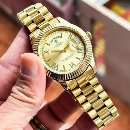 Rolex Day-Date Champagne Dial 18K Gold President Bracelet Watch