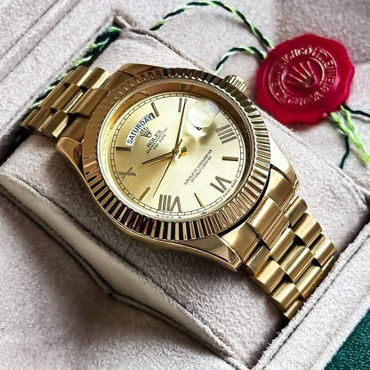 Rolex Day-Date Champagne Dial 18K Gold President Bracelet Watch