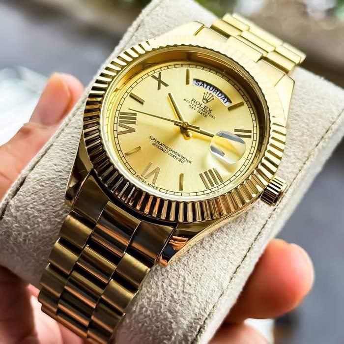Rolex Day-Date Champagne Dial 18K Gold President Bracelet Watch