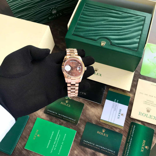 Rolex Day-Date Chocolate Dial Everose Gold President Bracelet Watch