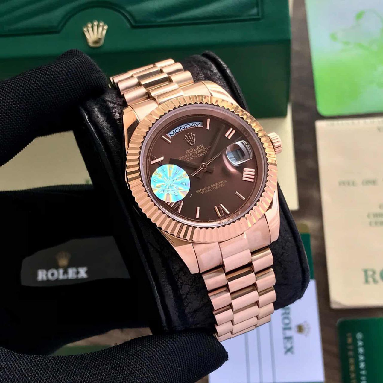 Rolex Day-Date Chocolate Dial Everose Gold President Bracelet Watch