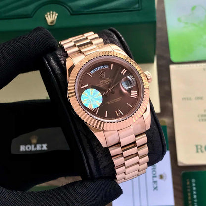 Rolex Day-Date Chocolate Dial Everose Gold President Bracelet Watch