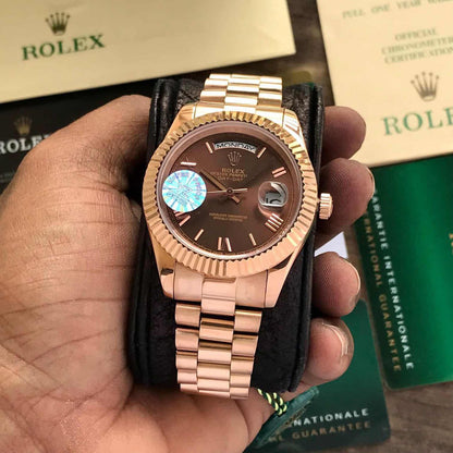 Rolex Day-Date Chocolate Dial Everose Gold President Bracelet Watch