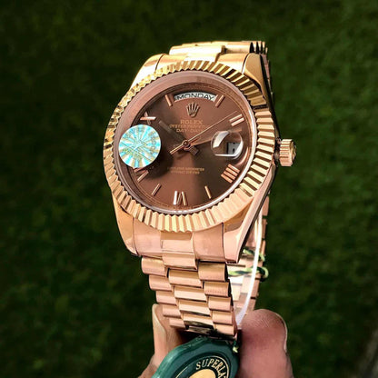 Rolex Day-Date Chocolate Dial Everose Gold President Bracelet Watch