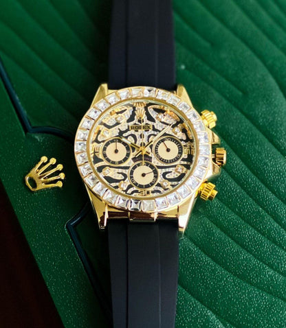 Rolex Daytona Skeleton Dial Yellow Gold Diamond Bezel Oysterflex Watch