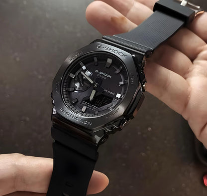Casio G-Shock Black Metal Analog-Digital Resin Strap Watch for Men