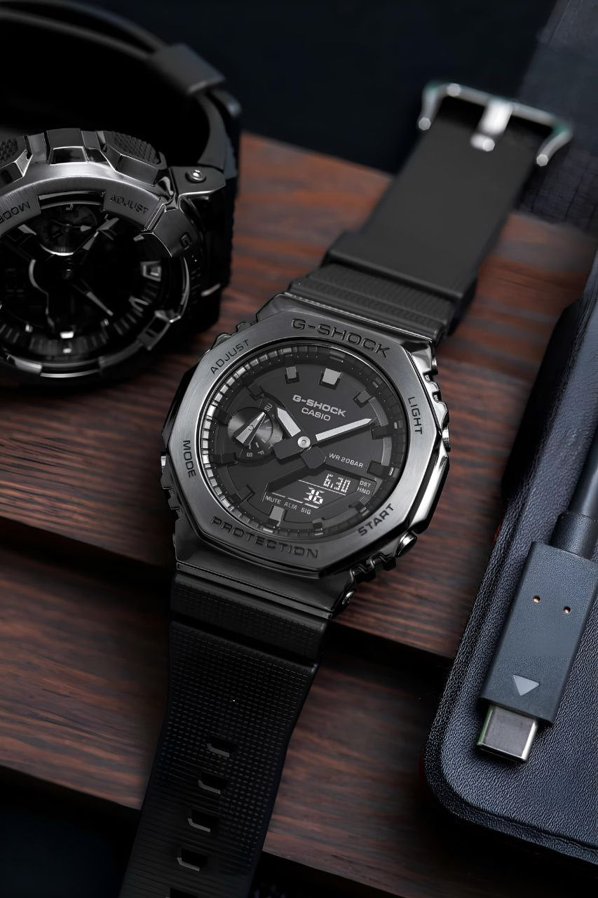 Casio G-Shock Black Metal Analog-Digital Resin Strap Watch for Men