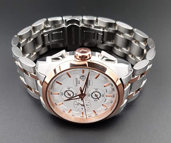 Tissot Style Two-Tone Chronograph White Dial Stainless Steel Watch