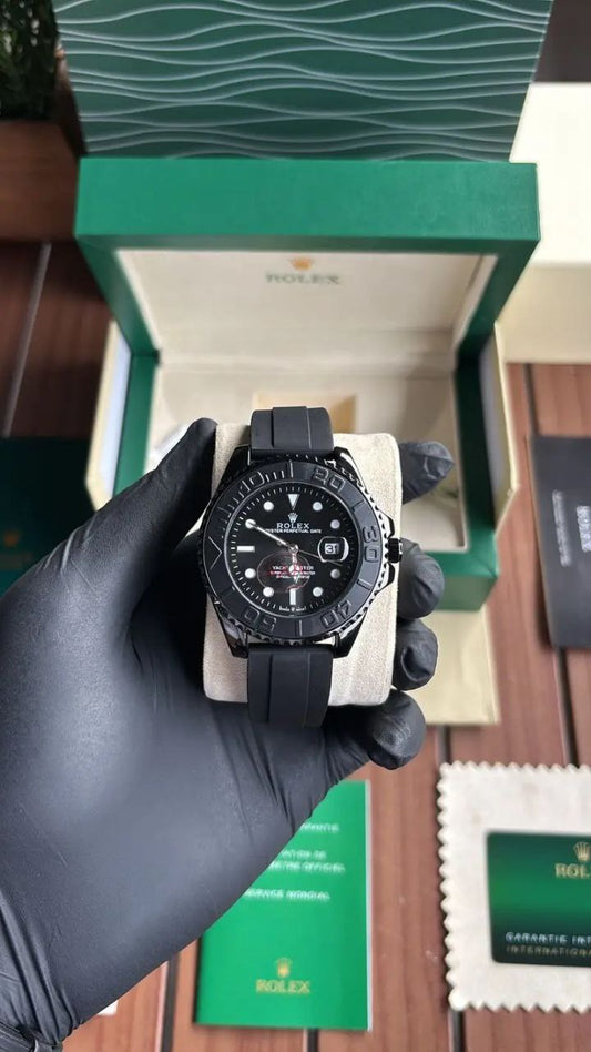 Rolex Yacht-Master Black Dial Oysterflex Rubber Strap Watch