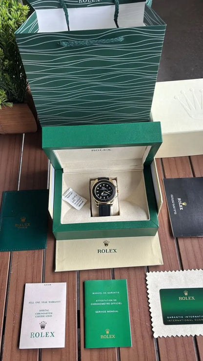 Rolex Yacht-Master Black Dial Oysterflex Rubber Strap Watch